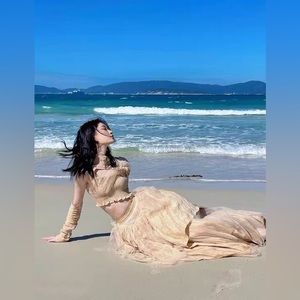 Floral dress with handmade rose